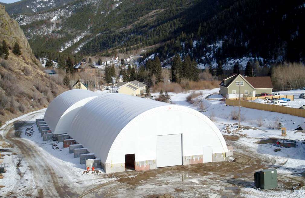 Two Round HD Fabric Buildings on Concrete Blocks