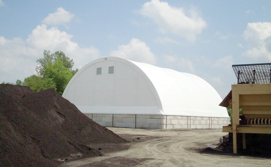 White Fabric Storage Building