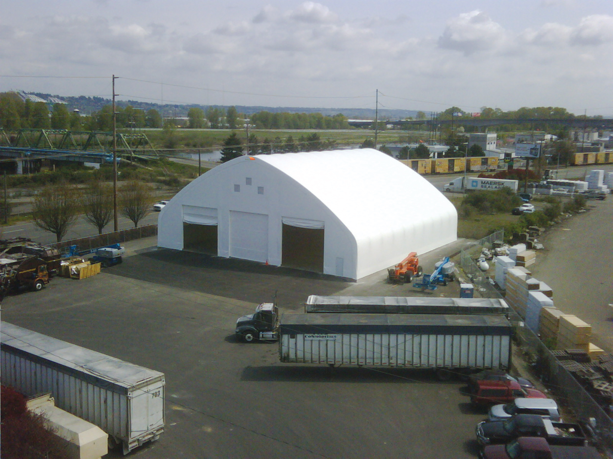 3 Door Fabric Structure - two open