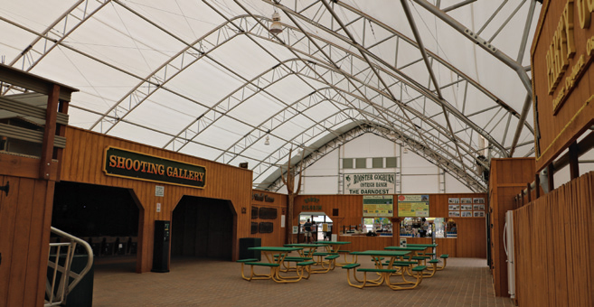 Recreational Lunch Area under a fabric building