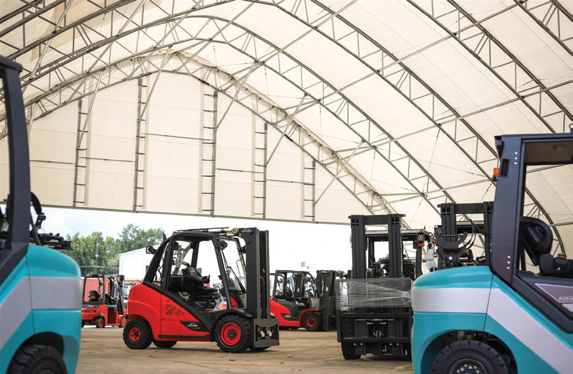 Equipment Storage under a fabric building