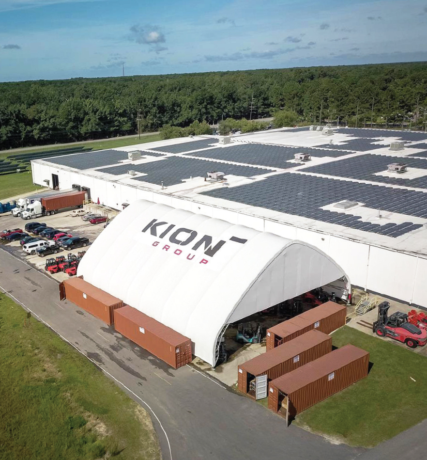 Equipment Storage undEquipment Storage under a fabric building - aerial viewer a fabric building - aerialview