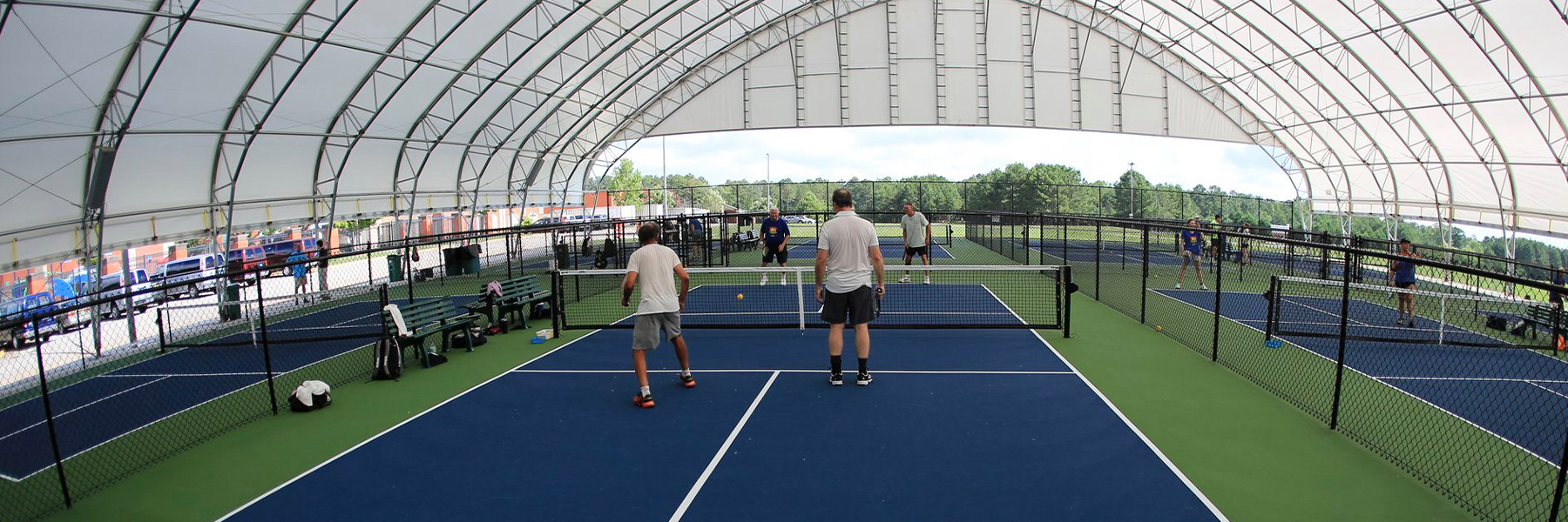 Pickleball Courts Protected by a ClearSpan Fabric Structure ClearSpan